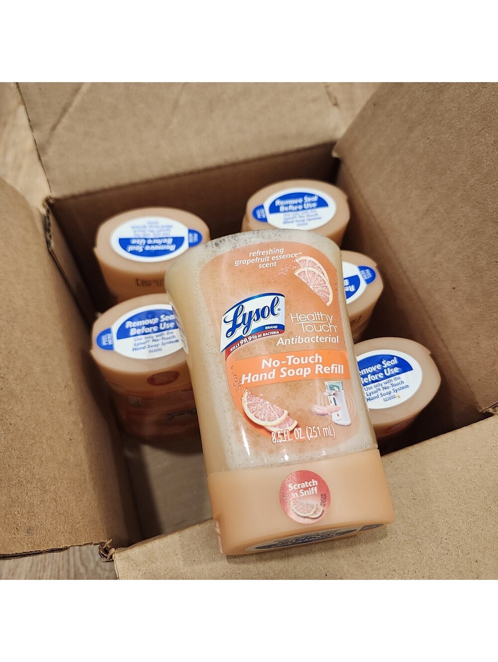 NOS (6 Pack) Lysol No Touch Hand Soap Dispenser Refills Grapefruit Essence